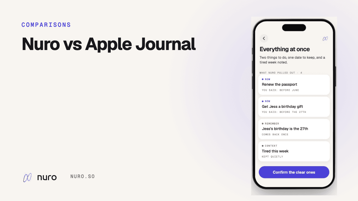 Nuro vs Apple Journal: a diary or a place to empty your head?