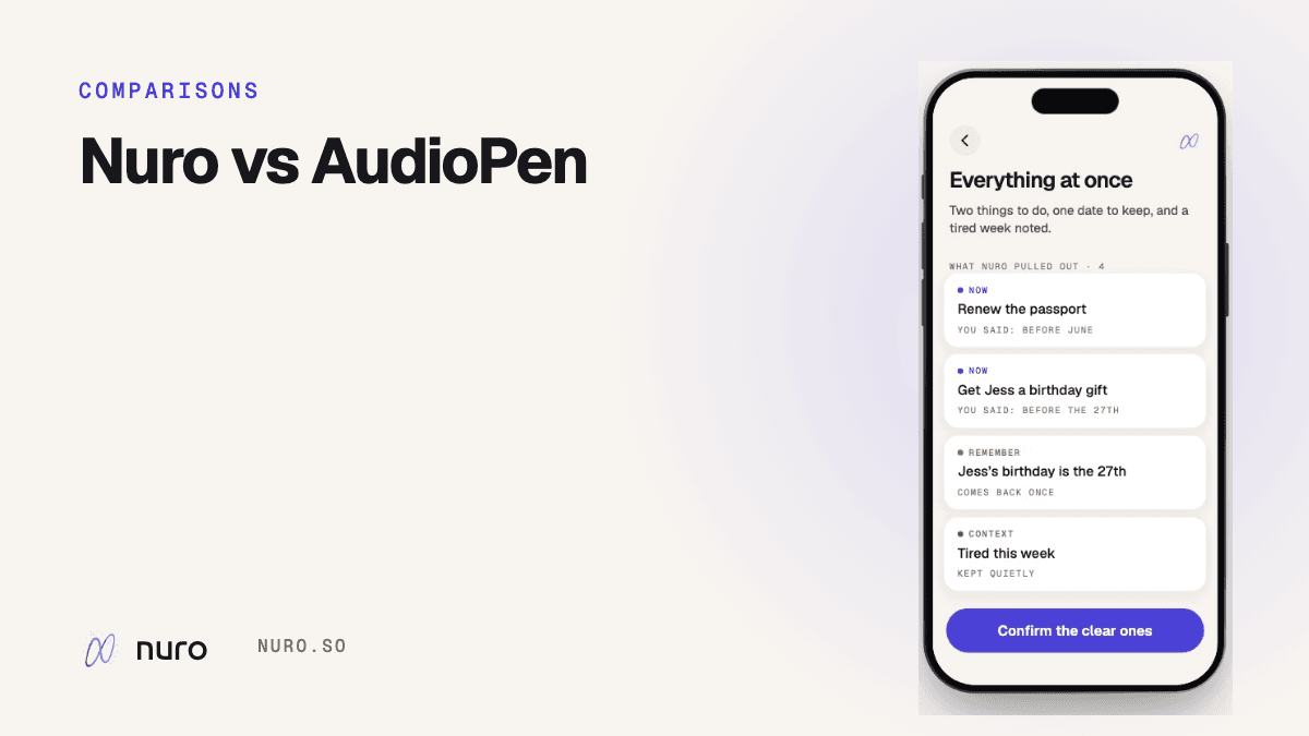 Nuro vs AudioPen: polished writing or a sorted head?